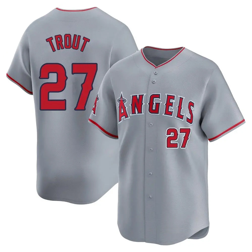 Silnrao LA.Angels #27 Mike Trout Player Gray Home Limited Stitched Jerseys
