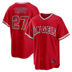 Silnrao LA.Angels #27 Mike Trout Player Red Home Game Stitched Jerseys