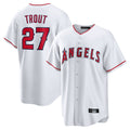 Silnrao LA.Angels #27 Mike Trout Player White Home Game Stitched Jerseys