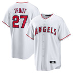 Silnrao LA.Angels #27 Mike Trout Player White Home Game Stitched Jerseys