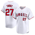 Silnrao LA.Angels #27 Mike Trout Player White Limited Home Stitched Jerseys