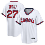 Silnrao LA.Angels #27 Mike Trout Player White T-shirt Home Game Stitched Jerseys