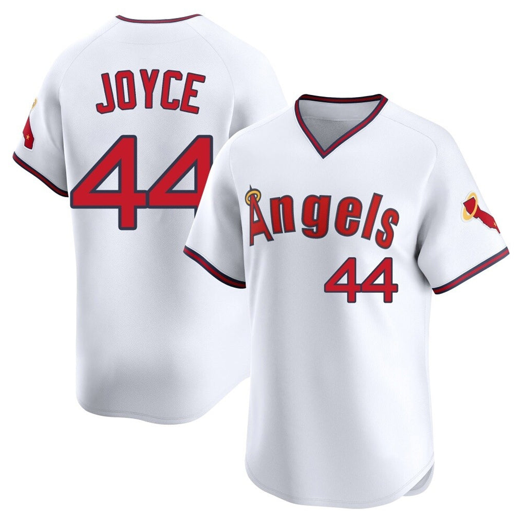 Silnrao LA.Angels #44 Ben Joyce Player White T-shirt Home Limited Stitched Jerseys