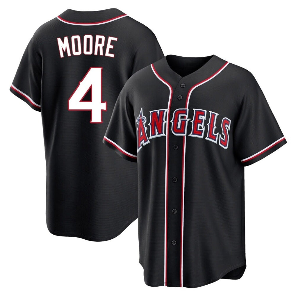 Silnrao LA.Angels #4 Christian Moore Player Black Fashion Out Home Game Stitched Jerseys