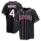 Silnrao LA.Angels #4 Christian Moore Player Black Fashion Out Home Game Stitched Jerseys