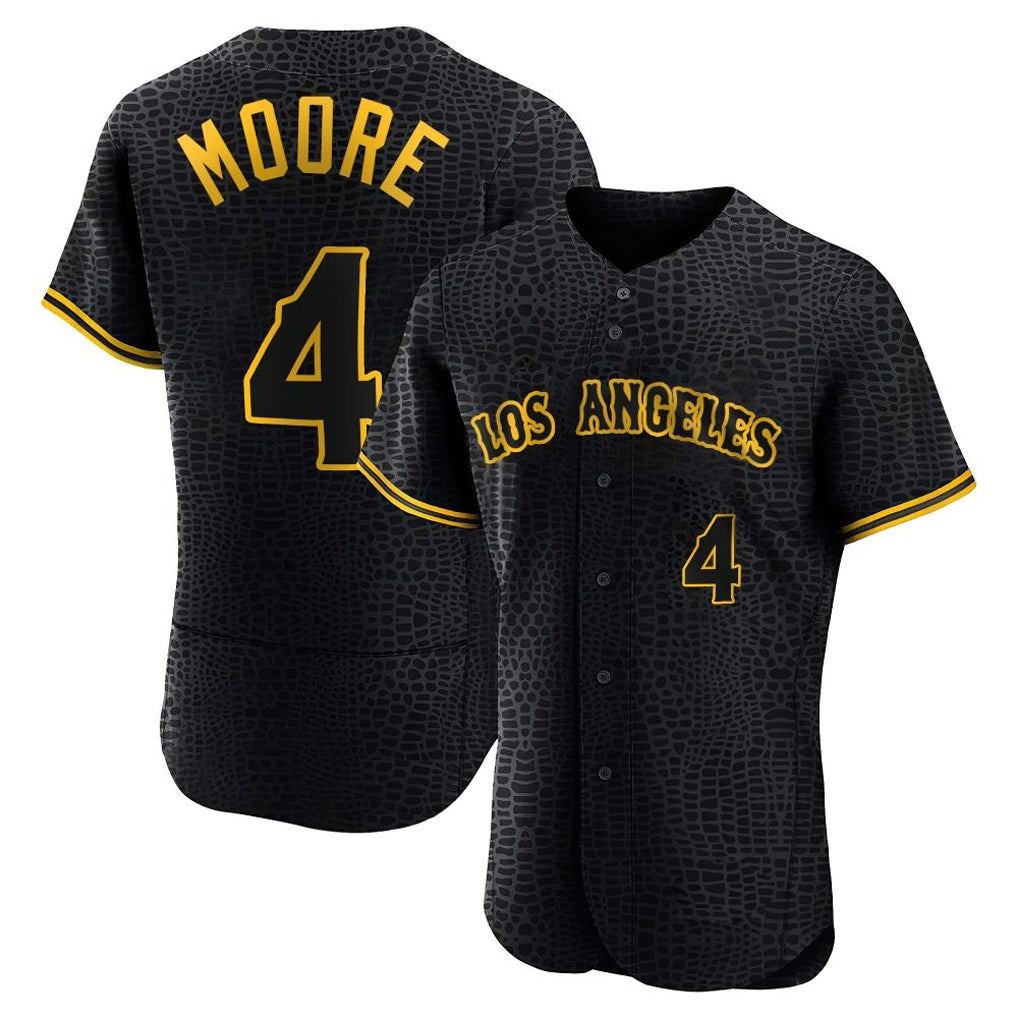 Silnrao LA.Angels #4 Christian Moore Player Black Snake Skin City Limited Elite Home Stitched Jerseys