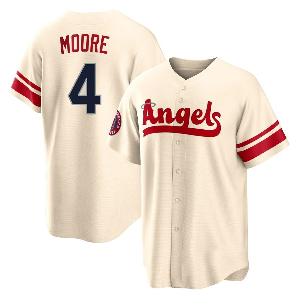 Silnrao LA.Angels #4 Christian Moore Player Cream City Connect Home Stitched Jerseys