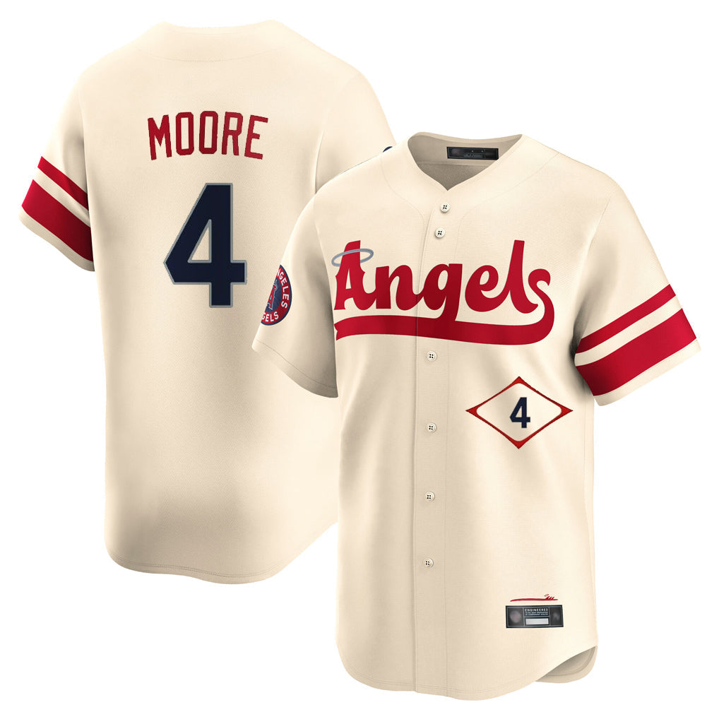 Silnrao LA.Angels #4 Christian Moore Player Cream City Connect Limited Home Stitched Jerseys