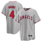 Silnrao LA.Angels #4 Christian Moore Player Gray Home Game Stitched Jerseys