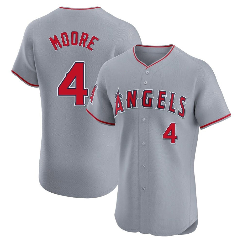 Silnrao LA.Angels #4 Christian Moore Player Gray Home Limited Elite Stitched Jerseys