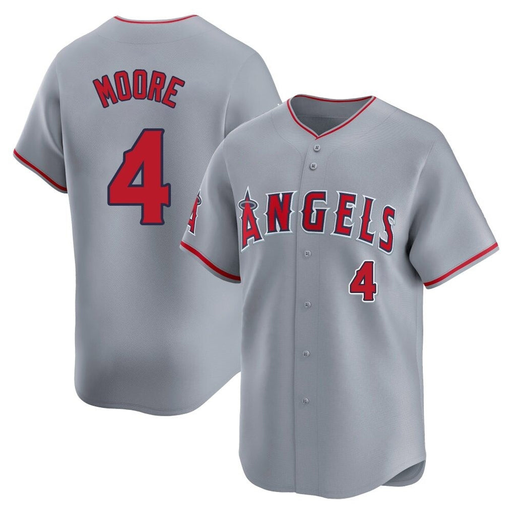 Silnrao LA.Angels #4 Christian Moore Player Gray Home Limited Stitched Jerseys