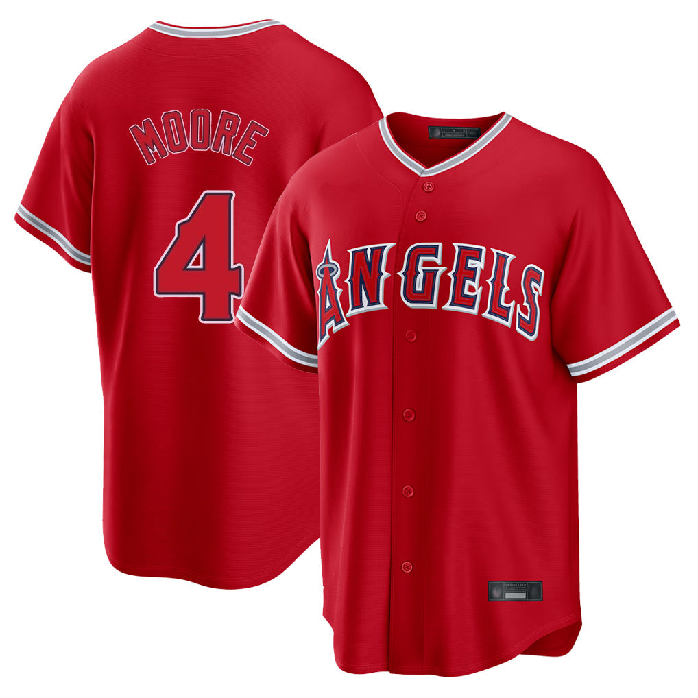 Silnrao LA.Angels #4 Christian Moore Player Red Home Game Stitched Jerseys