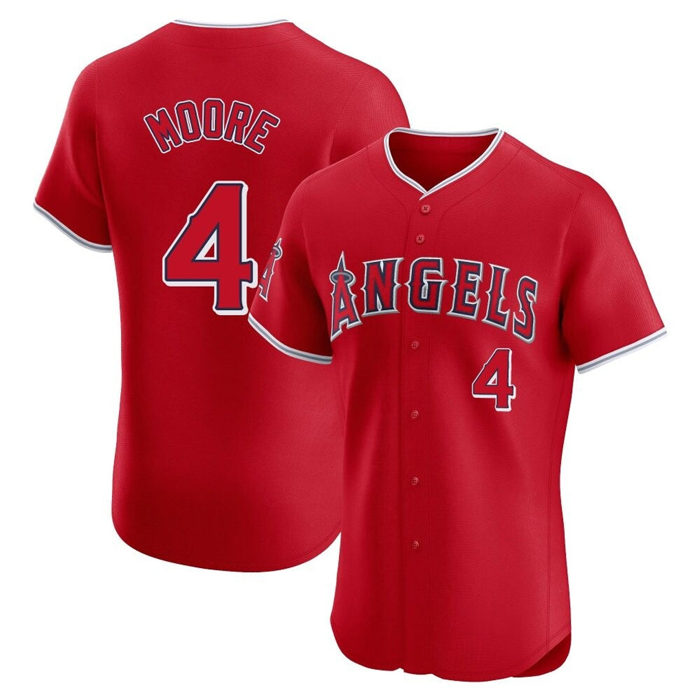 Silnrao LA.Angels #4 Christian Moore Player Red Home Limited Elite Stitched Jerseys