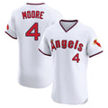 Silnrao LA.Angels #4 Christian Moore Player White T-shirt Home Limited Elite Stitched Jerseys