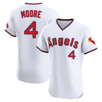 Silnrao LA.Angels #4 Christian Moore Player White T-shirt Home Limited Elite Stitched Jerseys