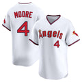 Silnrao LA.Angels #4 Christian Moore Player White T-shirt Home Limited Stitched Jerseys