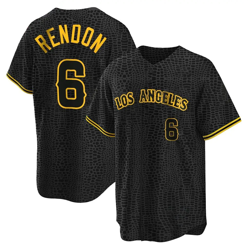 Silnrao LA.Angels #6 Anthony Rendon Player Black Snake Skin City Game Home Stitched Jerseys