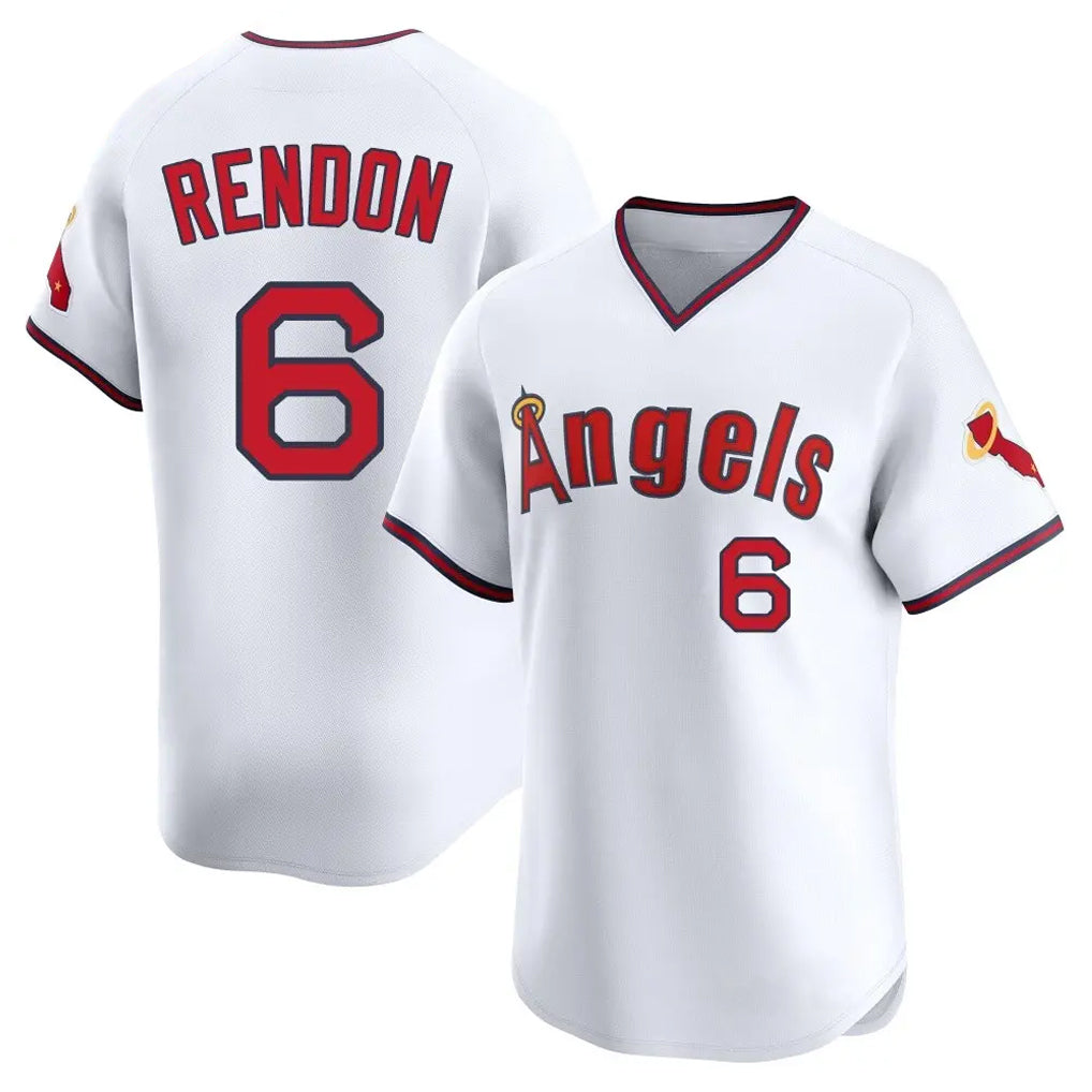 Silnrao LA.Angels #6 Anthony Rendon Player White T-shirt Home Limited Stitched Jerseys