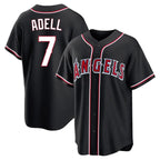 Silnrao LA.Angels #7 Jo Adell Player Black Fashion Out Home Game Stitched Jerseys