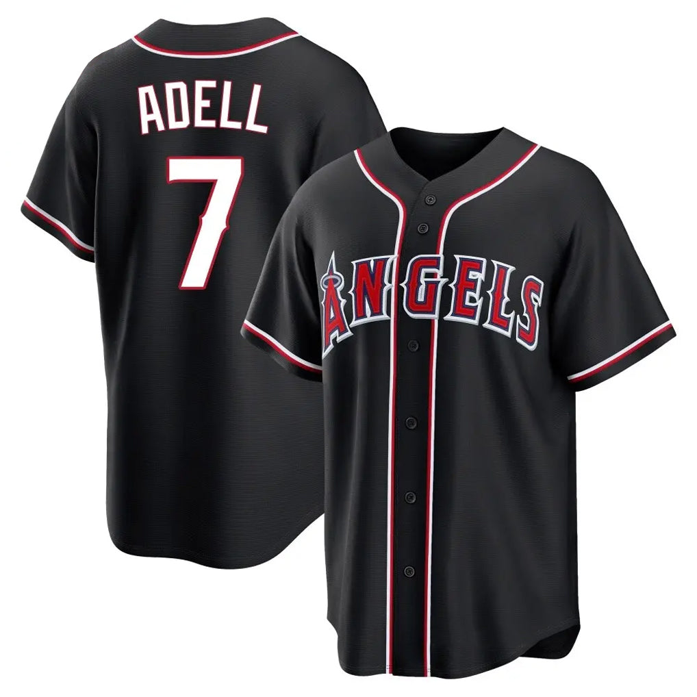 Silnrao LA.Angels #7 Jo Adell Player Black Fashion Out Home Game Stitched Jerseys