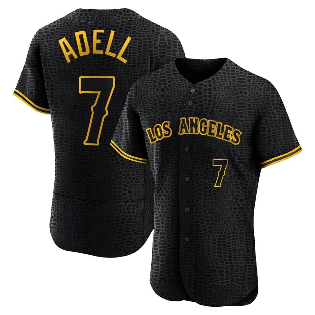 Silnrao LA.Angels #7 Jo Adell Player Black Snake Skin City Limited Elite Home Stitched Jerseys