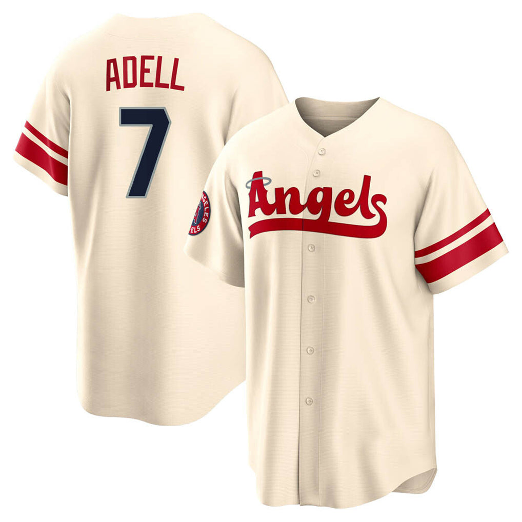 Silnrao LA.Angels #7 Jo Adell Player Cream City Connect Home Stitched Jerseys