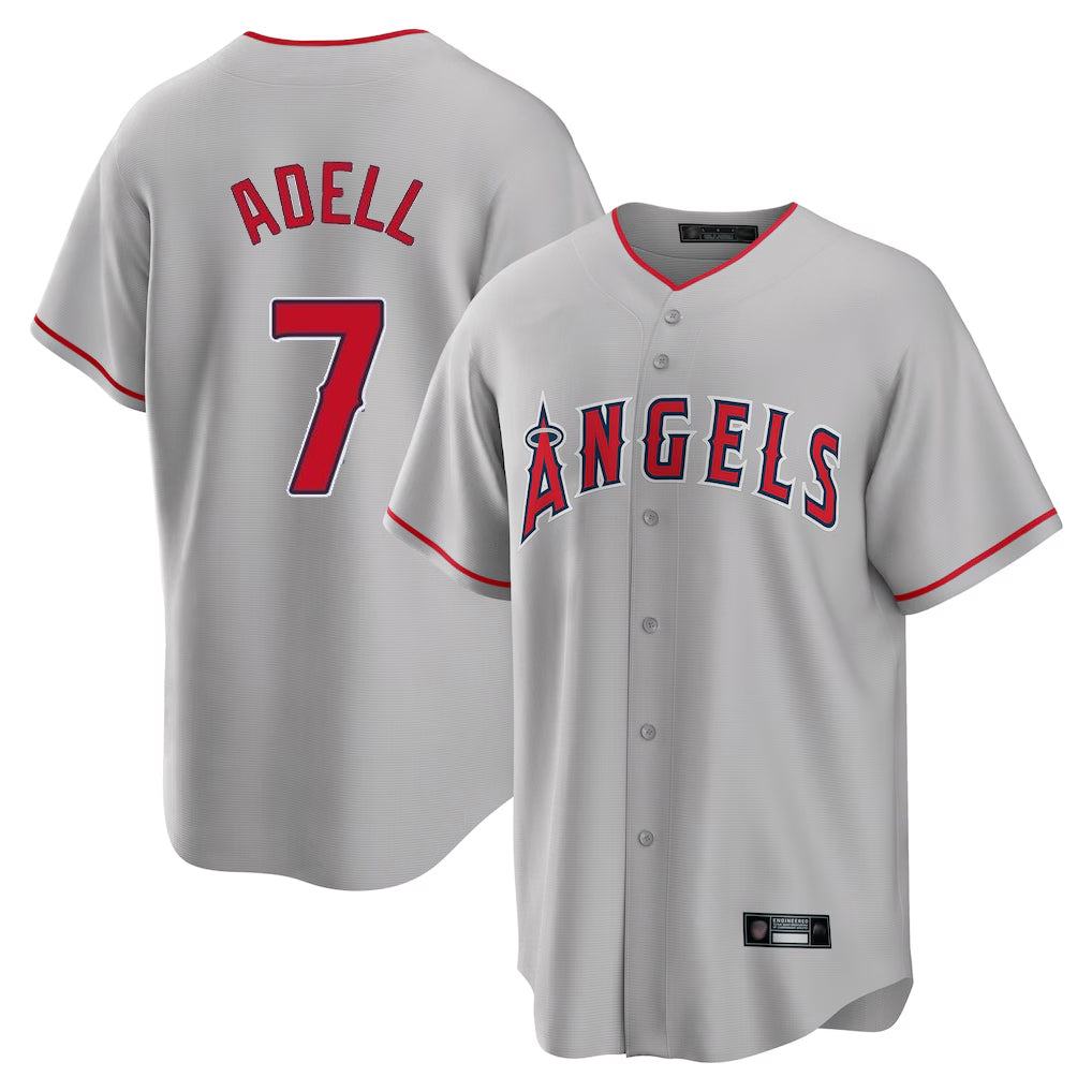 Silnrao LA.Angels #7 Jo Adell Player Gray Home Game Stitched Jerseys