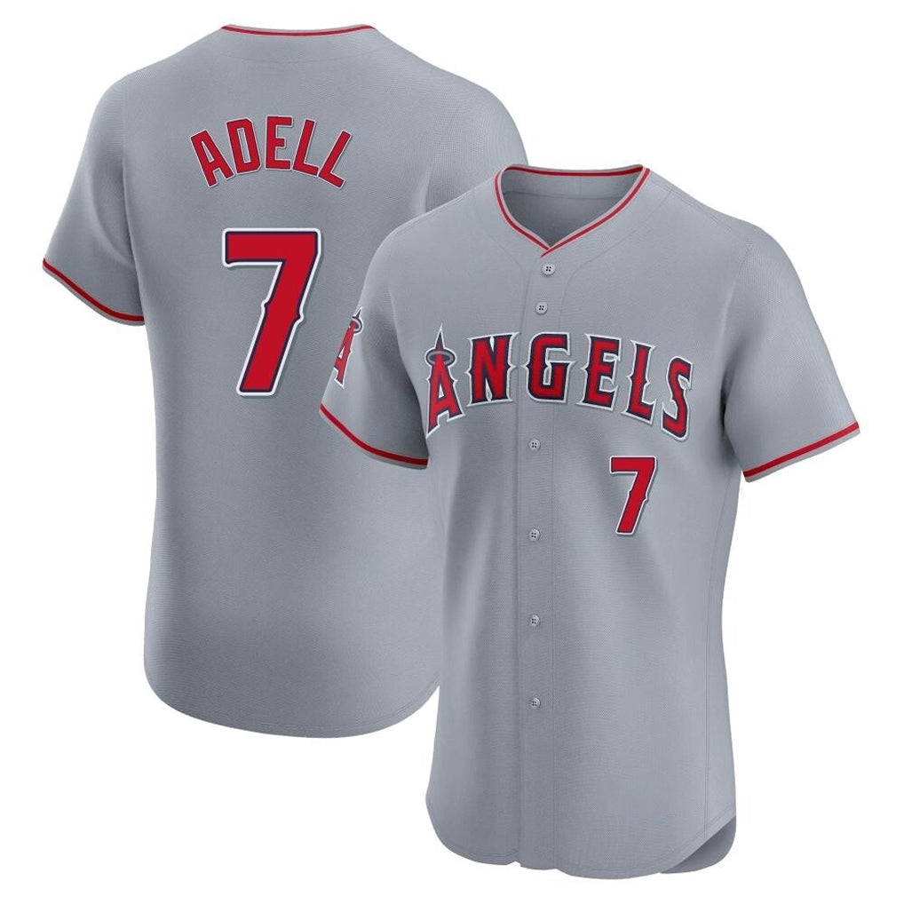 Silnrao LA.Angels #7 Jo Adell Player Gray Home Limited Elite Stitched Jerseys