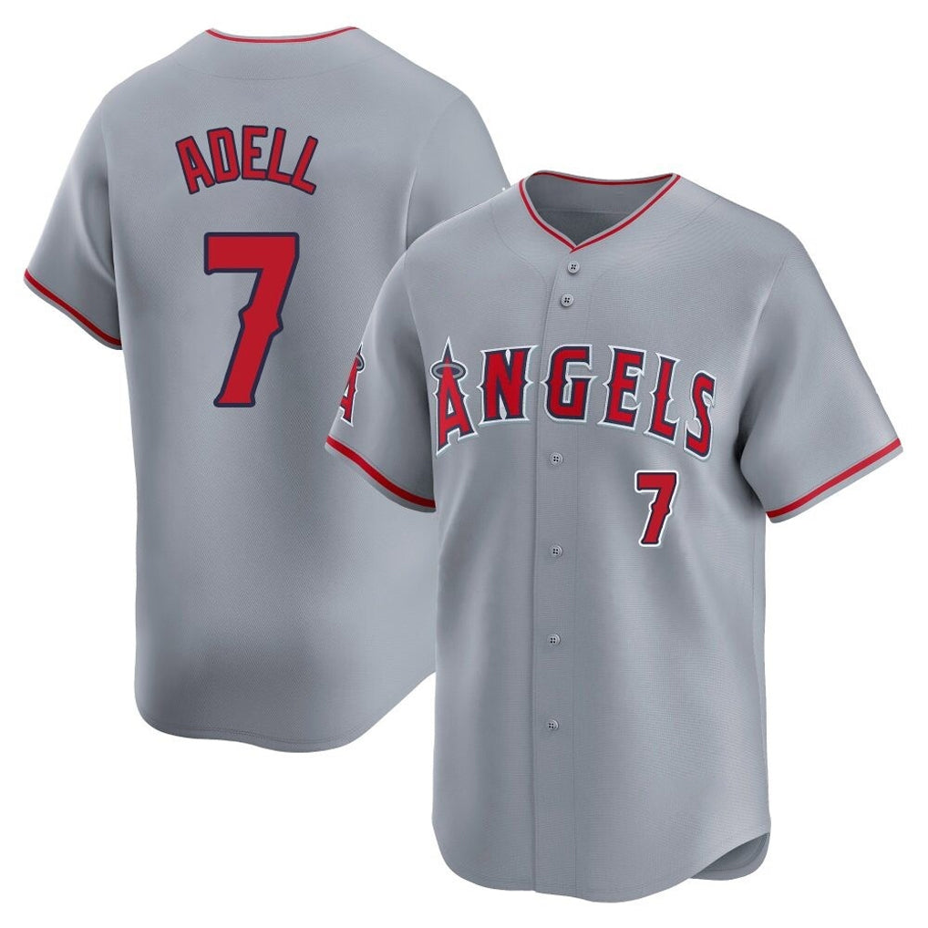 Silnrao LA.Angels #7 Jo Adell Player Gray Home Limited Stitched Jerseys