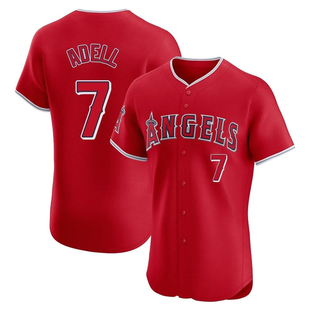 Silnrao LA.Angels #7 Jo Adell Player Red Home Limited Elite Stitched Jerseys