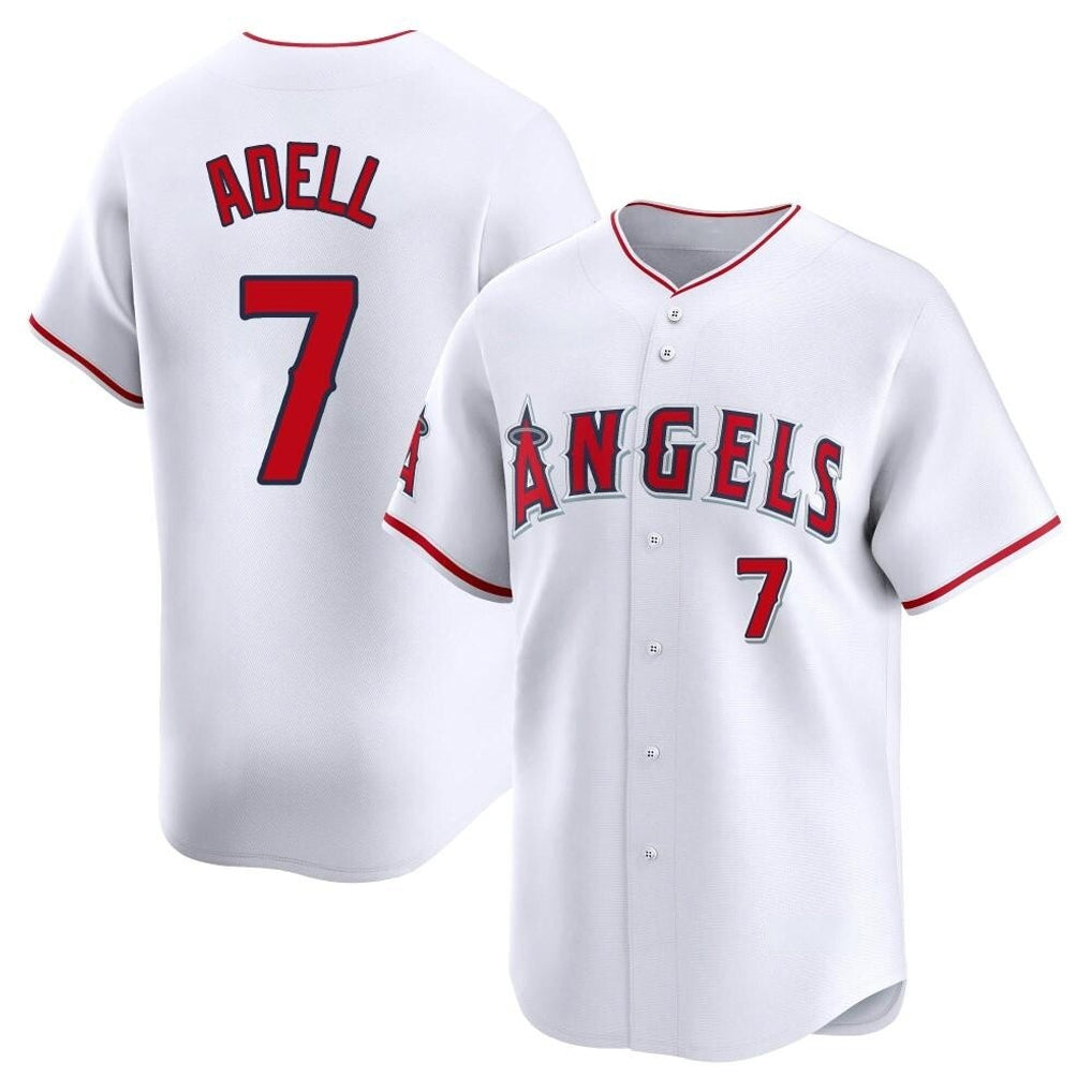 Silnrao LA.Angels #7 Jo Adell Player White Limited Home Stitched Jerseys