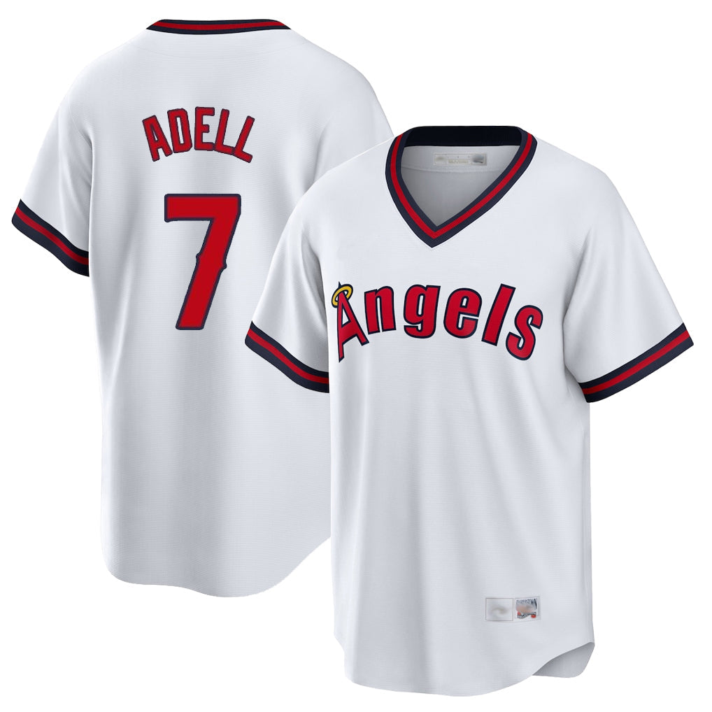 Silnrao LA.Angels #7 Jo Adell Player White T-shirt Home Game Stitched Jerseys