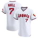 Silnrao LA.Angels #7 Jo Adell Player White T-shirt Home Limited Elite Stitched Jerseys