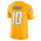 Silnrao LA.Chargers #10 Justin Herbert Player Gold Vapor F.U.S.E. Limited Stitched Jerseys