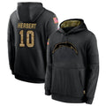 Silnrao LA.Chargers #10 Justin Herbert Player Salute To Service Black Hoodies Game Stitched Jerseys