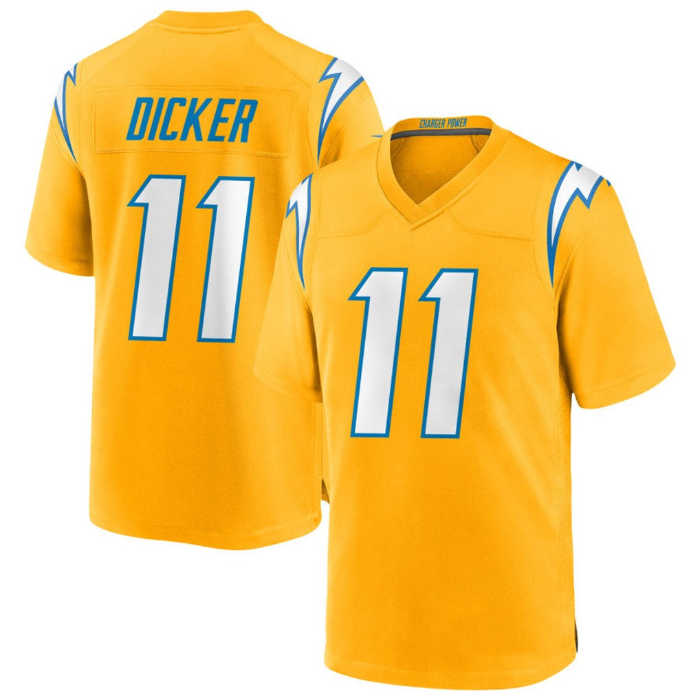 Silnrao LA.Chargers #11 Cameron Dicker Player Gold Home Game Stitched Jerseys