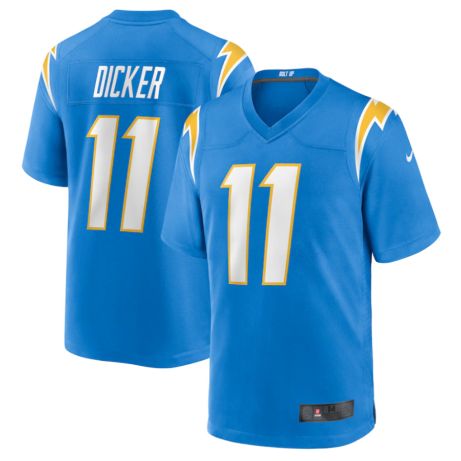 Silnrao LA.Chargers #11 Cameron Dicker Powder Blue Game Jersey Stitched Jerseys