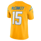 Silnrao LA.Chargers #15 Ladd McConkey Gold Vapor F.U.S.E. Limited Stitched Jerseys