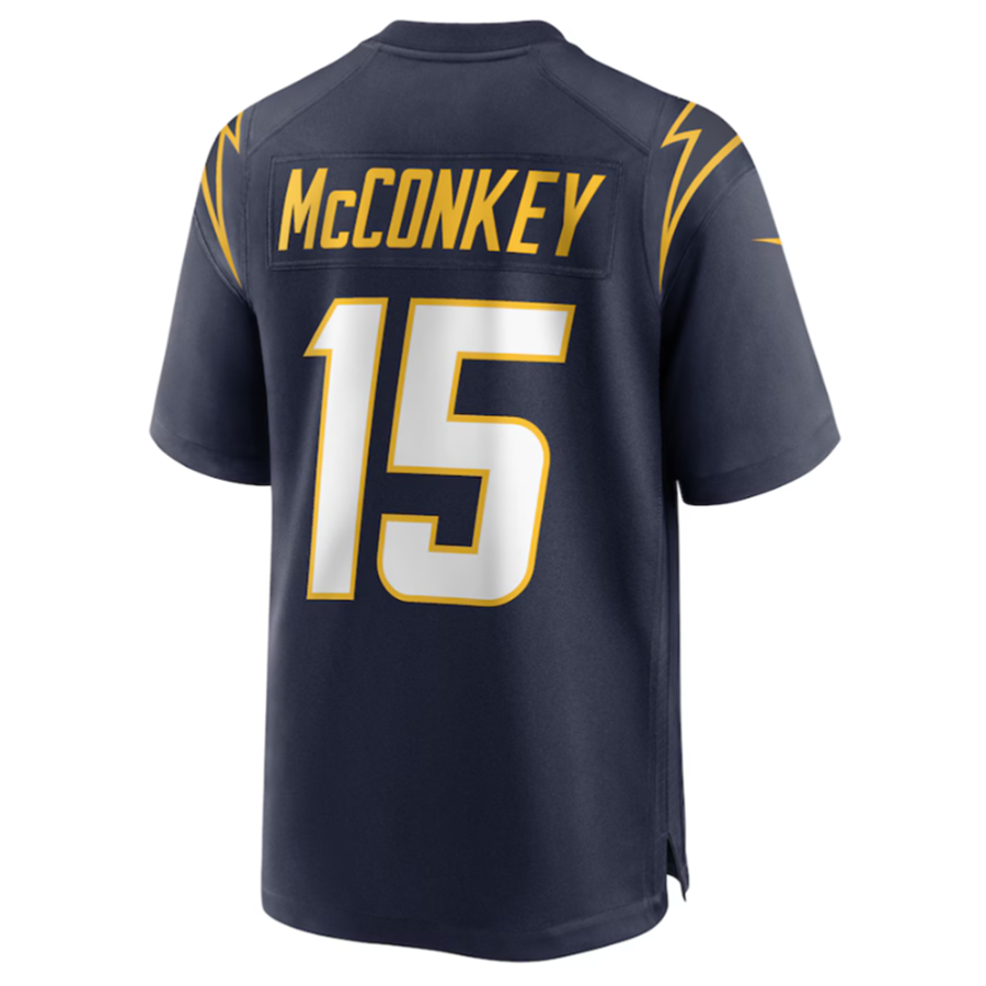 Silnrao LA.Chargers #15 Ladd McConkey Navy Game Jersey Stitched Jerseys