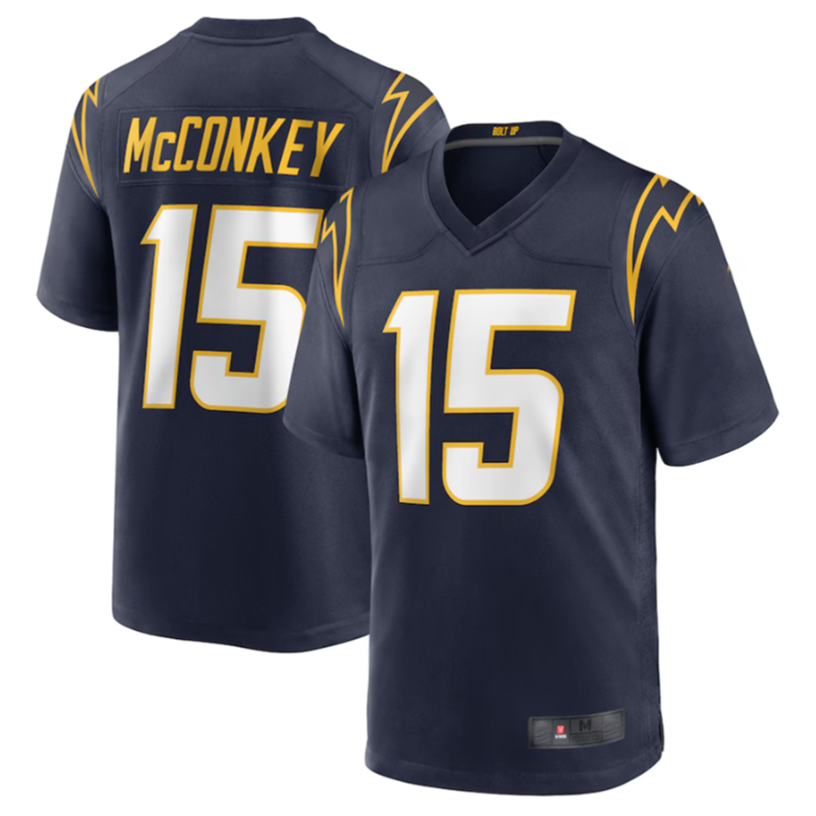 Silnrao LA.Chargers #15 Ladd McConkey Navy Game Jersey Stitched Jerseys