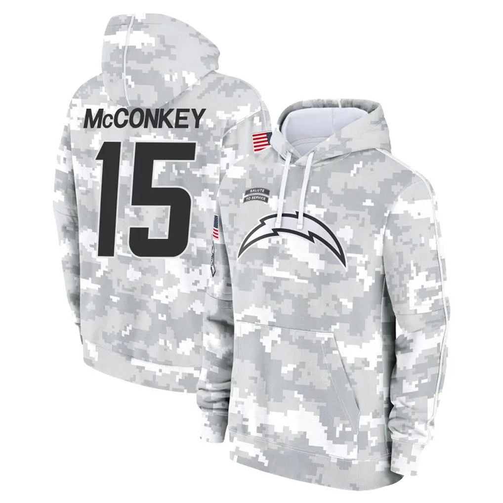 Silnrao LA.Chargers #15 Ladd McConkey Player Arctic Camo Salute to Service Hoodies Game Stitched Jerseys
