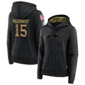 Silnrao LA.Chargers #15 Ladd McConkey Player Salute to Service Black Hoodies Game Stitched Jerseys