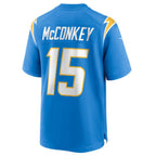 Silnrao LA.Chargers #15 Ladd McConkey Powder Blue 2024 Draft Player Game Jersey Stitched Jerseys