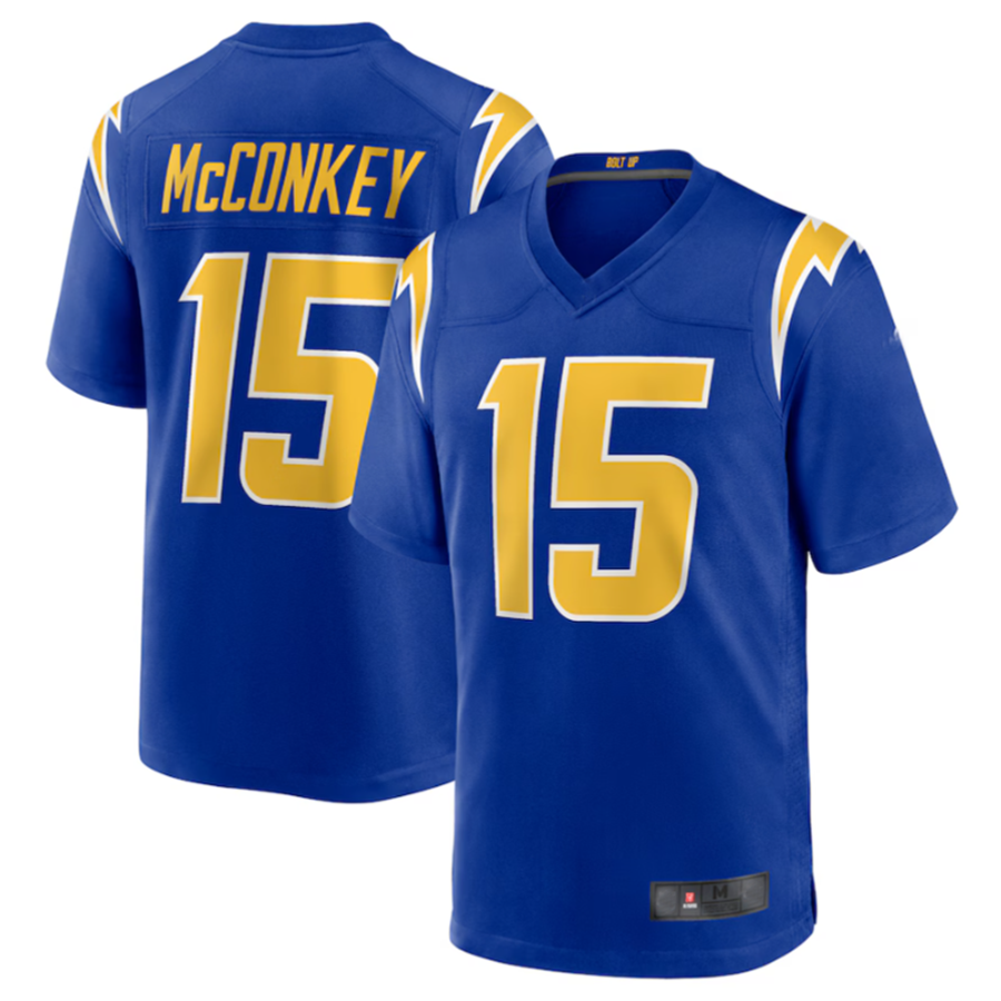 Silnrao LA.Chargers #15 Ladd McConkey Royal Game Jersey Stitched Jerseys