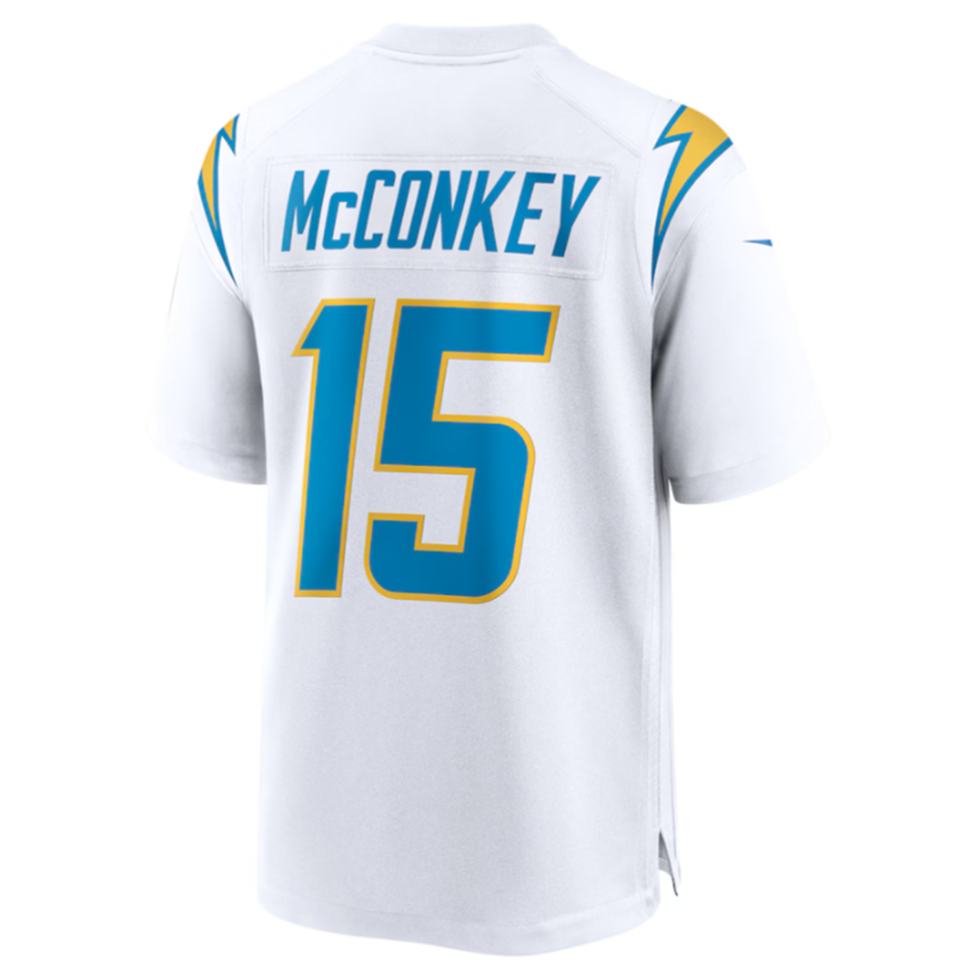 Silnrao LA.Chargers #15 Ladd McConkey White Game Jersey Stitched Jerseys