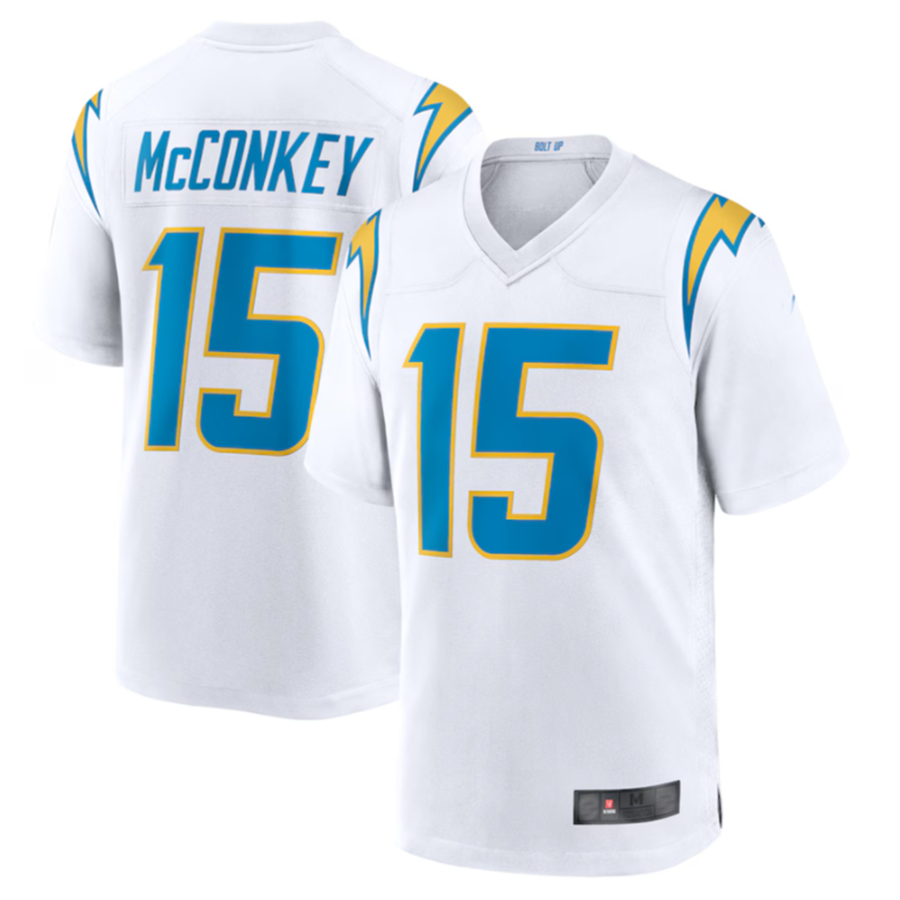Silnrao LA.Chargers #15 Ladd McConkey White Game Jersey Stitched Jerseys