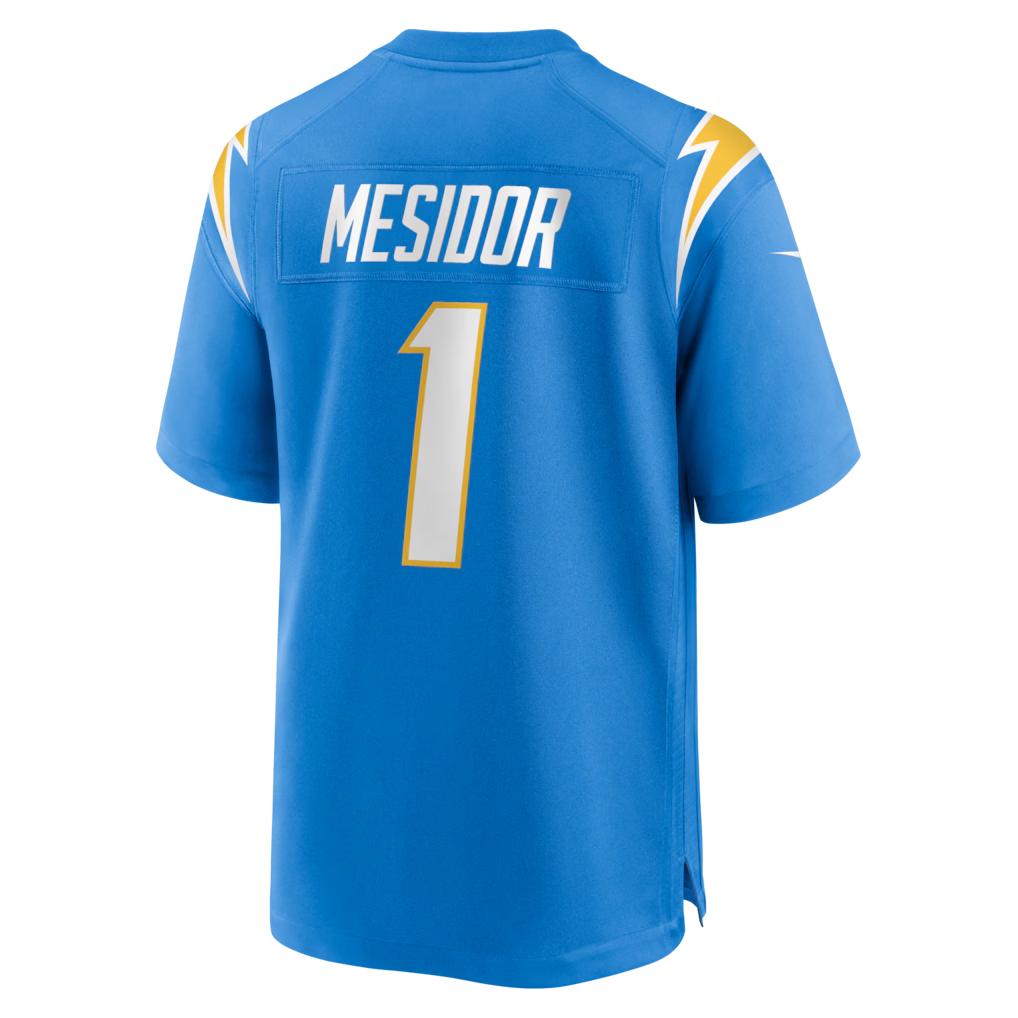 Silnrao LA.Chargers #1 Akheem Mesidor Gold Alternate Charger Power Game Player Stitched Jerseys