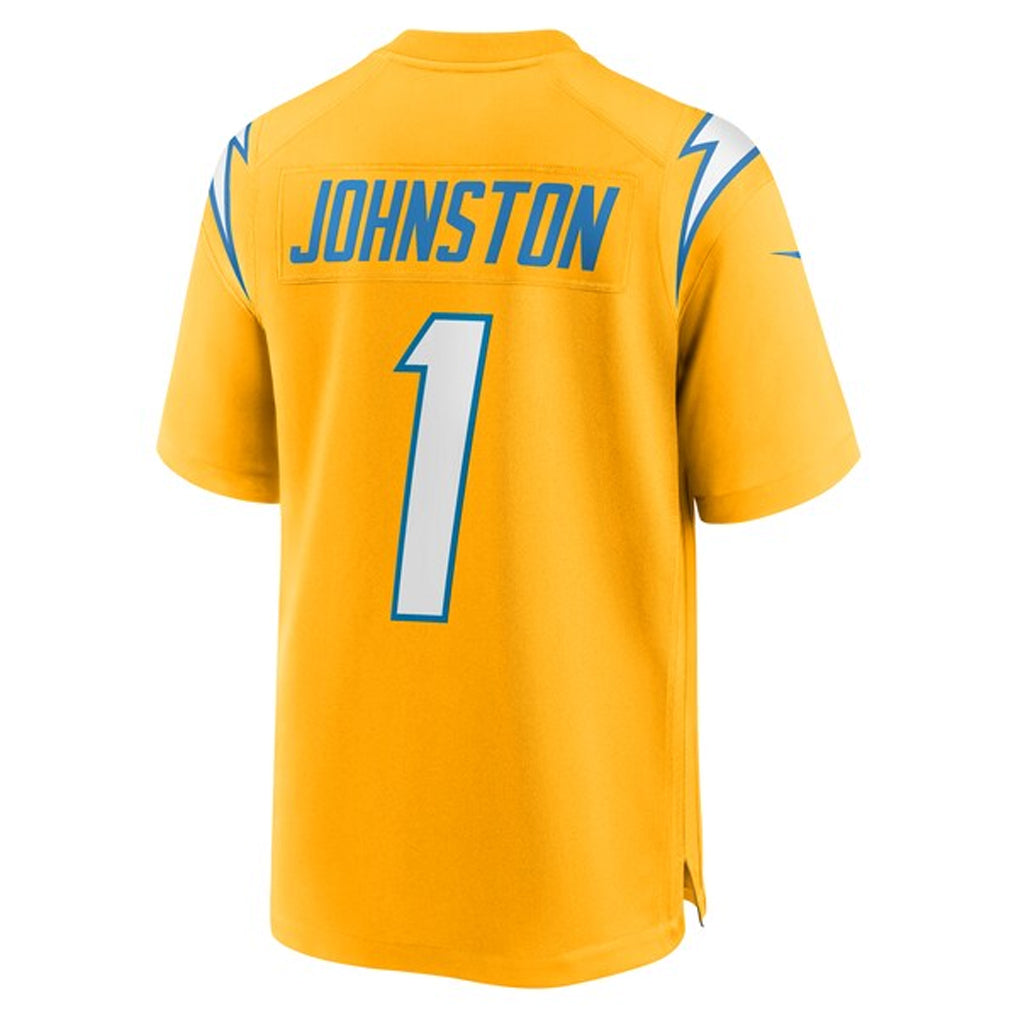 Silnrao LA.Chargers #1 Quentin Johnston Player Gold Home Game Stitched Jerseys