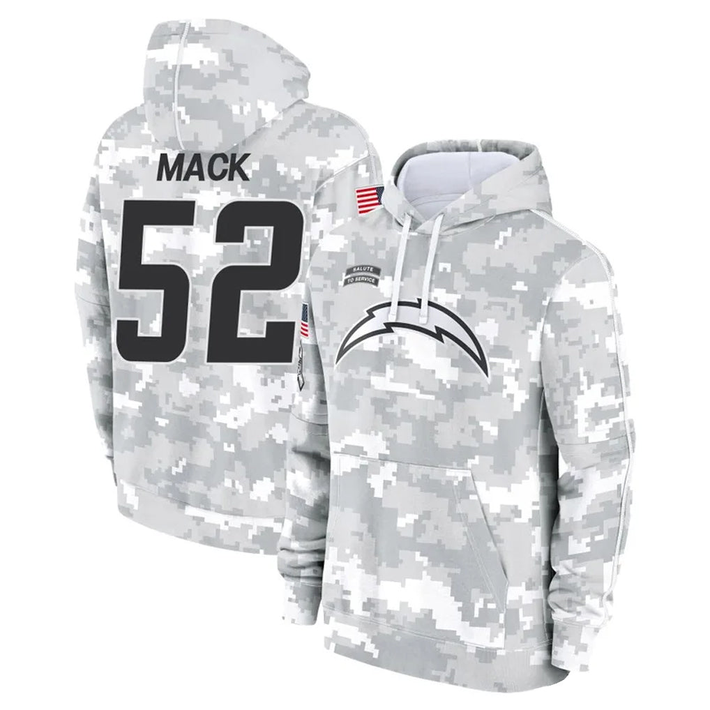 Silnrao LA.Chargers #52 Khalil Mack Player Arctic Camo Salute to Service Hoodies Game Stitched Jerseys