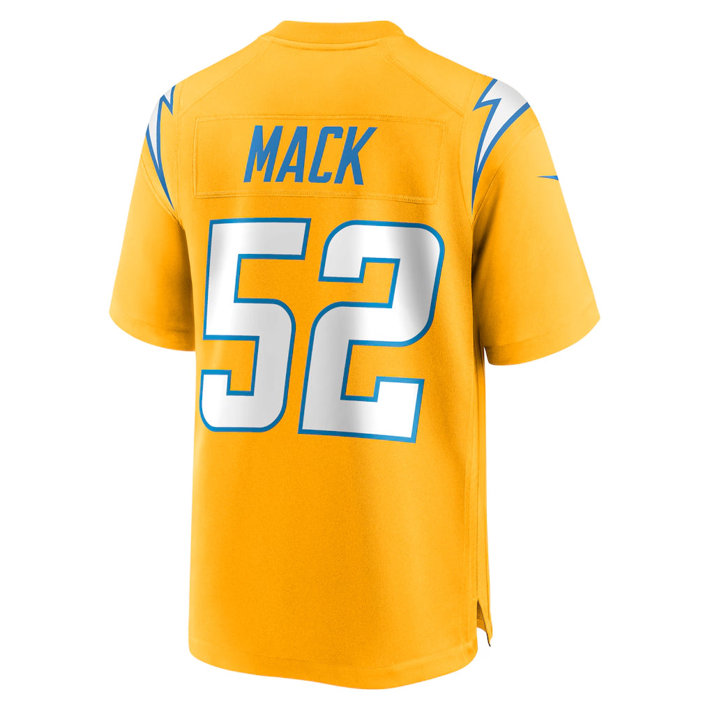 Silnrao LA.Chargers #52 Khalil Mack Player Gold Home Game Stitched Jerseys